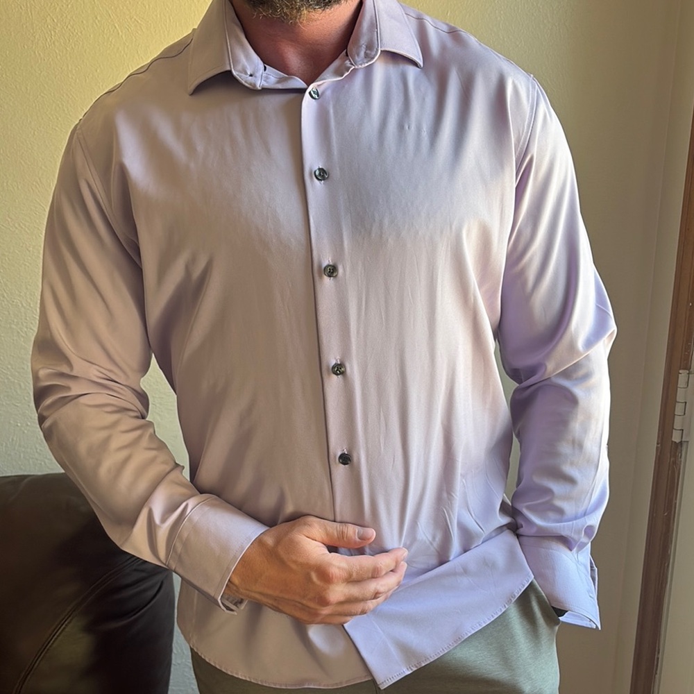 Michael Strahan Men's Lavender Dress Shirt